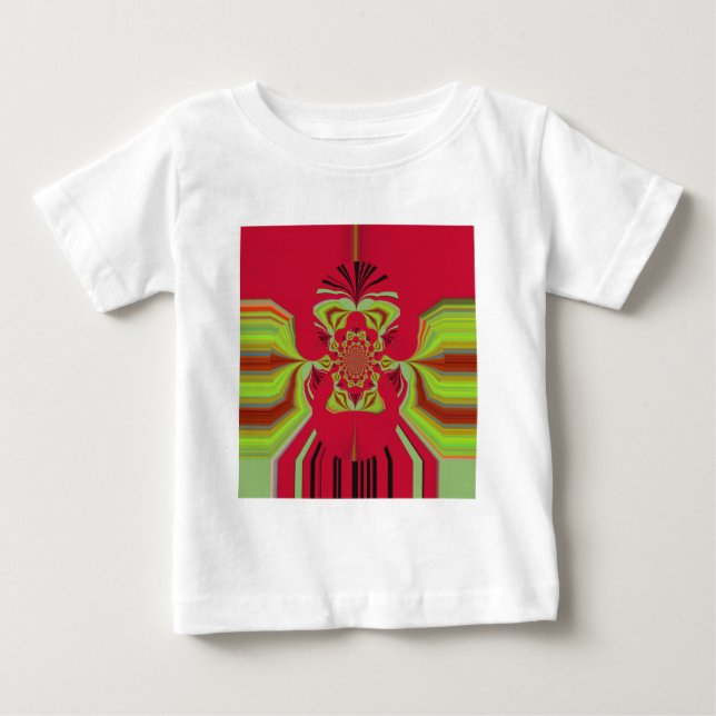 Den vackra Fantastisk African Red gult Motif Mönst Tee (Framsida)