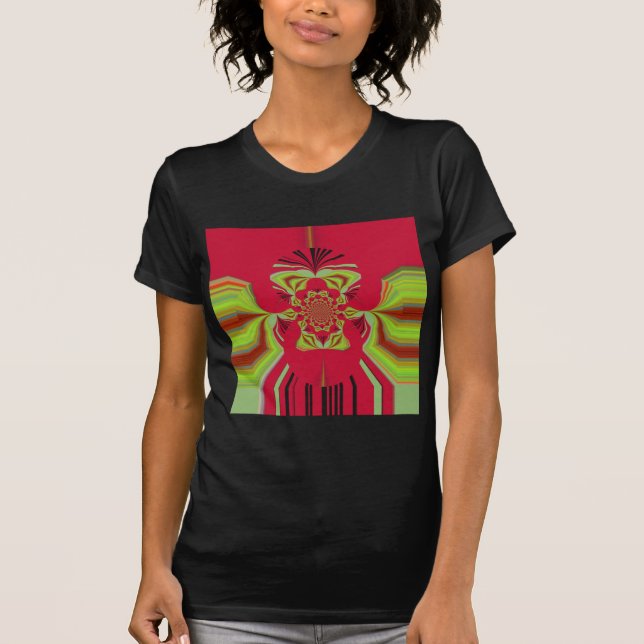 Den vackra Fantastisk African Red gult Motif Mönst Tee Shirt (Framsida)