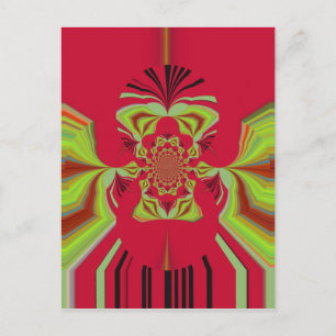 Den vackra Fantastisk African Red gult Motif Mönst Vykort