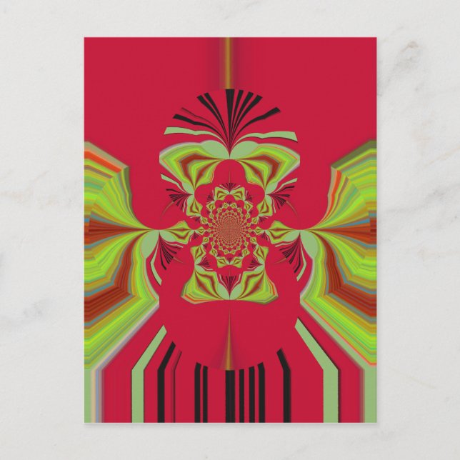 Den vackra Fantastisk African Red gult Motif Mönst Vykort (Framsida)