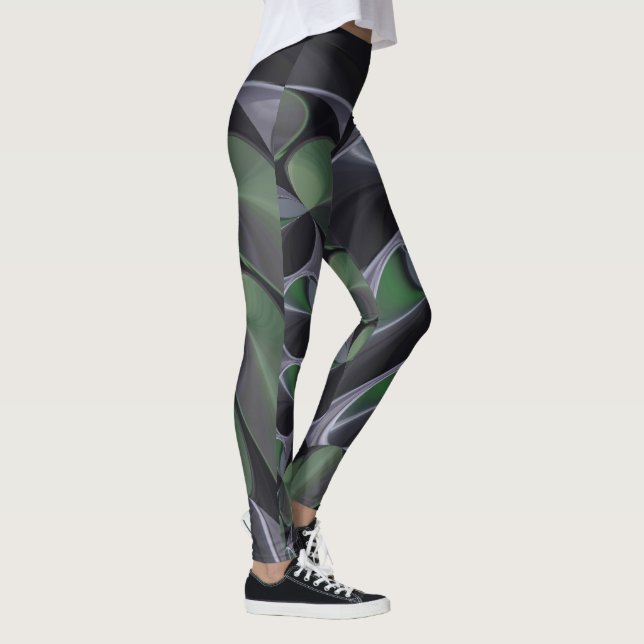 Den vackra Fantastisk Ash Grönt Aurora Kaleidoscop Leggings (Höger)