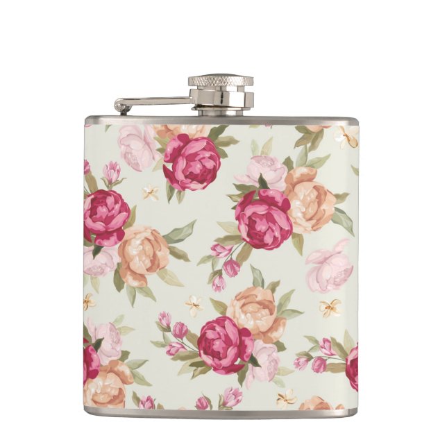 Den vackra färg peony mönster på grönt fickplunta (Framsidan)