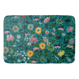 Den vackra feta Blommigten Boho Blue Grönt Badrumsmatta