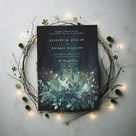 Den vackra Forest Foliage Fairy Ljus Chic Bröllop Inbjudningar