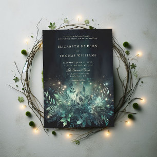 Den vackra Forest Foliage Fairy Ljus Chic Bröllop Inbjudningar