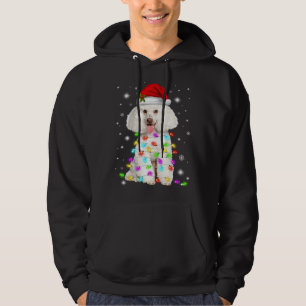 Den vackra Fransken Pudel Hund Santa Hat jul Ljus Hoodie