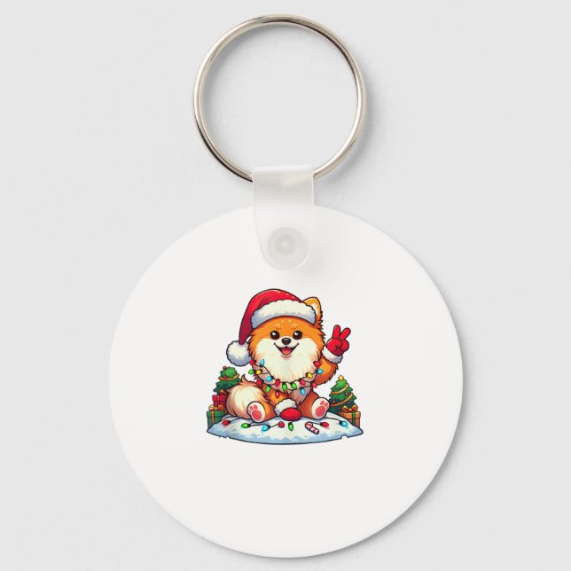 Den vackra fredshand Pommern-julen Kvinnor i Ljus Nyckelring (Framsida)