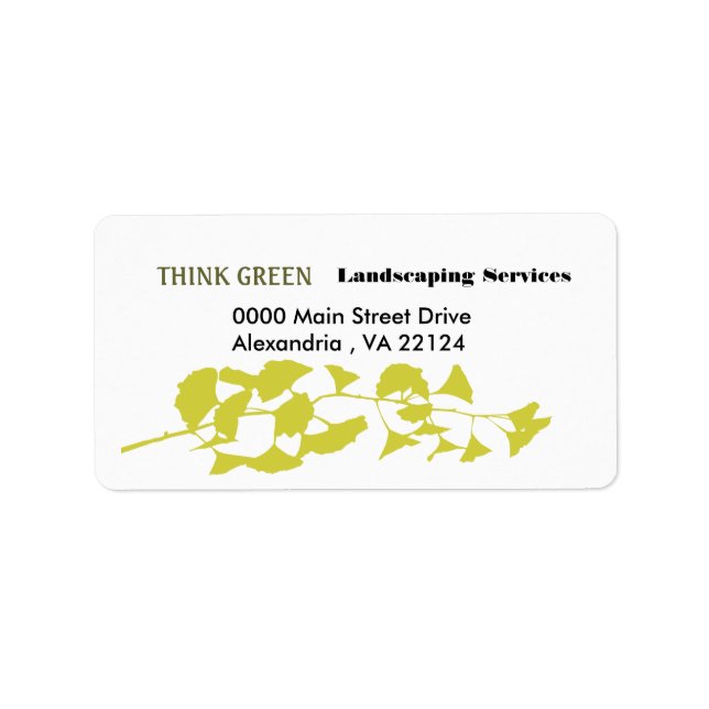 Den vackra Gingko Löv Grönt Landscaping Adressetikett (Framsidan)