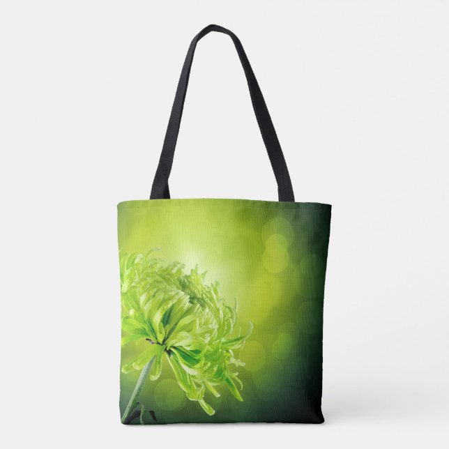 Den vackra Grönten Chrysanthemum Flower Tote Bag Tygkasse (Baksida)
