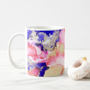 Den vackra Guld Lila Rosa Abstrakt Kaffemugg