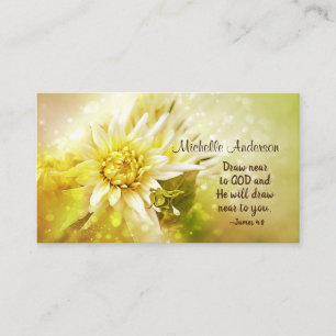 Den vackra Gulten Dahlia och Bible Verse James 4:8 Visitkort