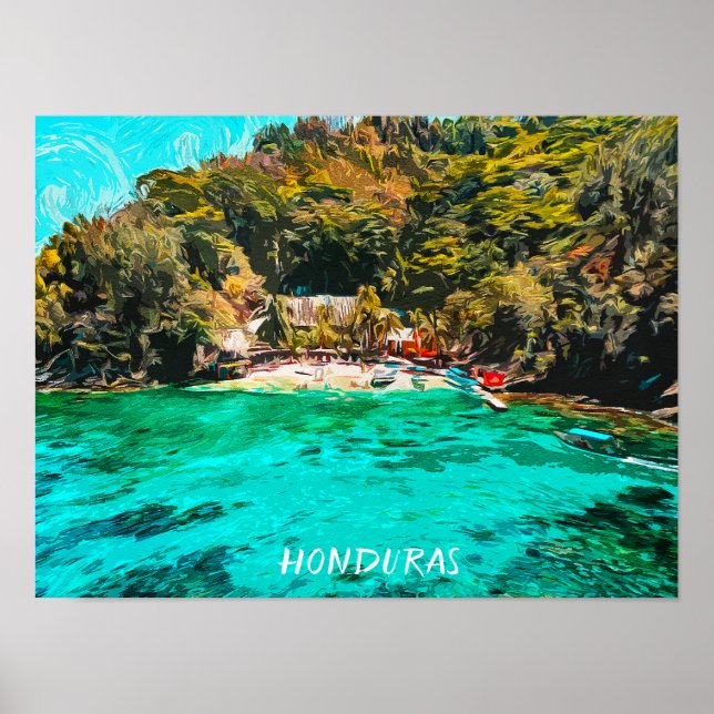 Den vackra Honduras Tropical Oljemålning Poster (Framsidan)