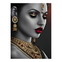 Den vackra indianske kvinnan Black White Red läppa