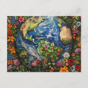 Den vackra jorddagskorgen - Blommigt Globe Design Vykort