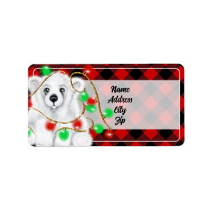 Den vackra julbjörnen unge, Santa polar unge Adressetikett