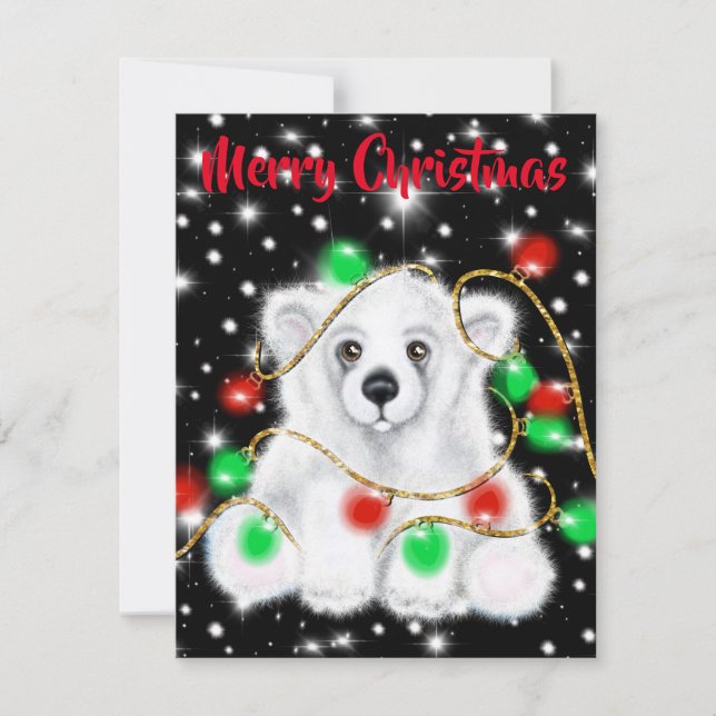Den vackra julbjörnen unge, Santa polar unge Anteckningskort (Framsida)