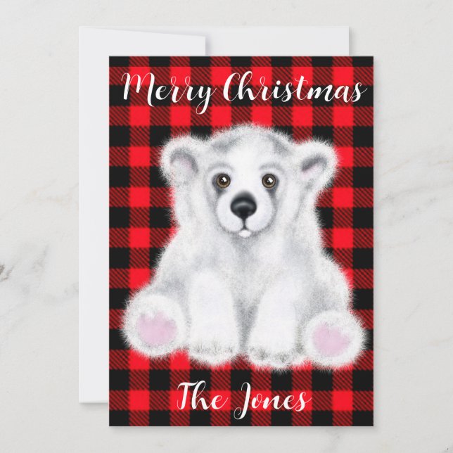 Den vackra julbjörnen unge, Santa polar unge Inbjudningar (Framsida)