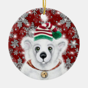 Den vackra julbjörnen unge, Santa polar unge Julgransprydnad Keramik