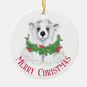 Den vackra julbjörnen unge, Santa polar unge Julgransprydnad Keramik