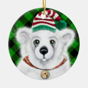 Den vackra julbjörnen unge, Santa polar unge Julgransprydnad Keramik