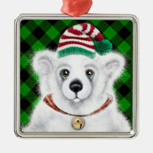 Den vackra julbjörnen unge, Santa polar unge Julgransprydnad Metall