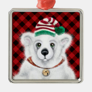 Den vackra julbjörnen unge, Santa polar unge Julgransprydnad Metall