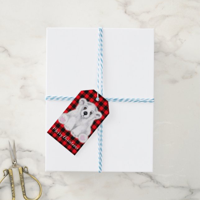 Den vackra julbjörnen unge, Santa polar unge Presentetikett (Med Snöre)