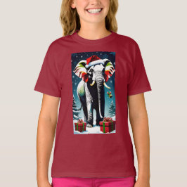 Den vackra julelefanten i Santa Hat T Shirt