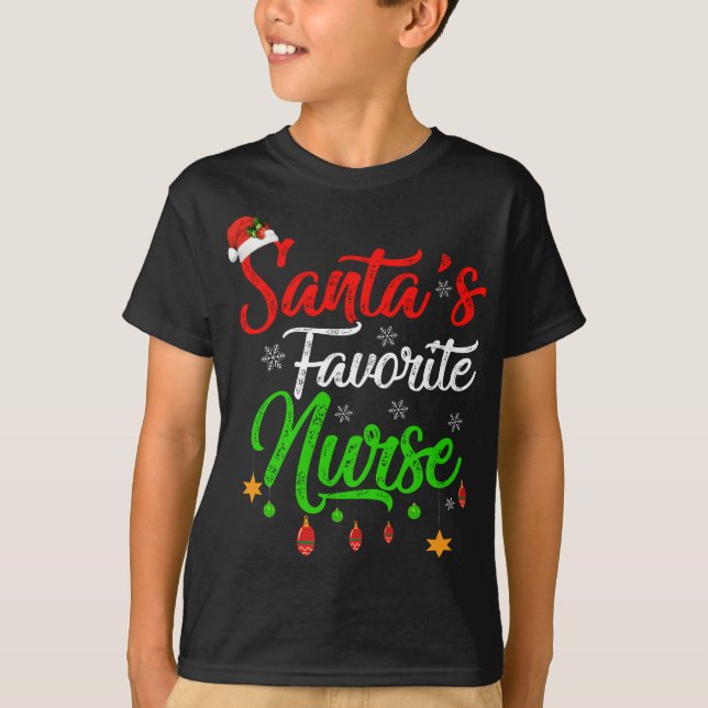 Den vackra julen i Julafton Santa's Favorite Nurse T Shirt (Framsida)