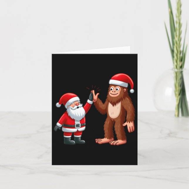 Den vackra julen Jultomten Bigfoot-högfiende Xm Kort (Framsida)