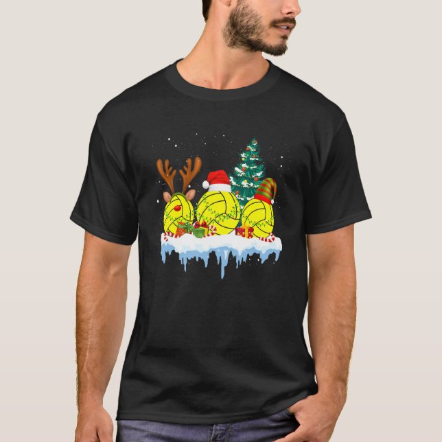 Den vackra julen Vatten Polo Boll Santa Reindeer X T Shirt (Framsida)