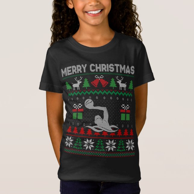 Den vackra julpolospelaren i Vatten, Santa Träd Ju T Shirt (Framsida)