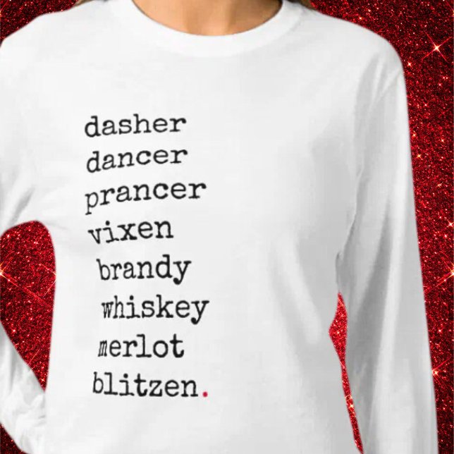 Den vackra jultomten Alcohol Reindeer Namn T Shirt (Funny Christmas Santa Alcohol Reindeer Names T-Shirt)