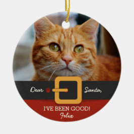 Den vackra jultomten Cat Photo och Namn Anpassning Julgransprydnad Keramik