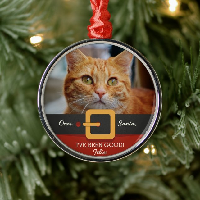 Den vackra jultomten Cat Photo och Namn Anpassning Julgransprydnad Metall (Träd)