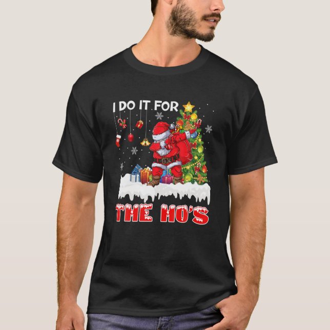 Den vackra jultomten gör det för Helgdag T Shirt (Framsida)