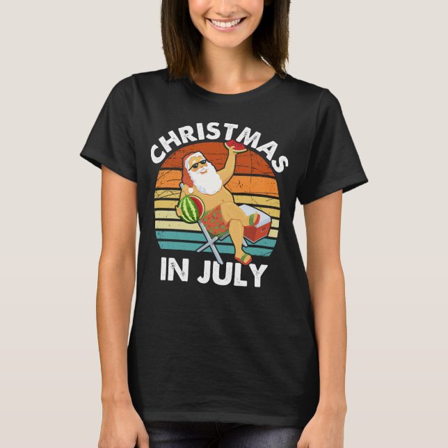 Den vackra jultomten i juli, Sjort, Retro, sommar T Shirt (Framsida)