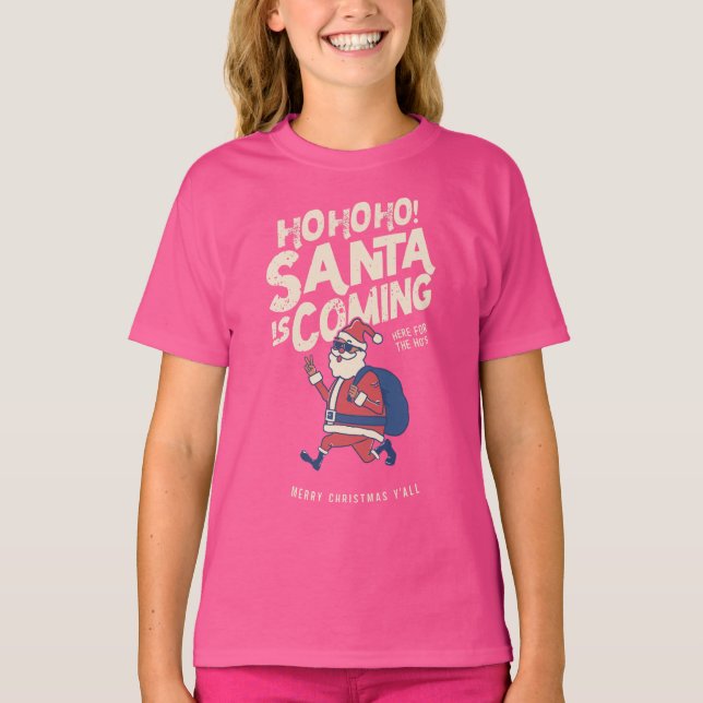Den vackra jultomten kommer till jul t shirt (Framsida)