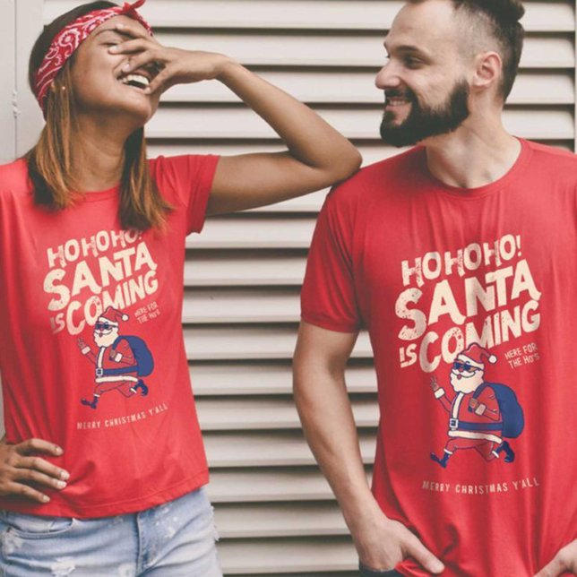 Den vackra jultomten kommer till jul t shirt (Skapare uppladdad)