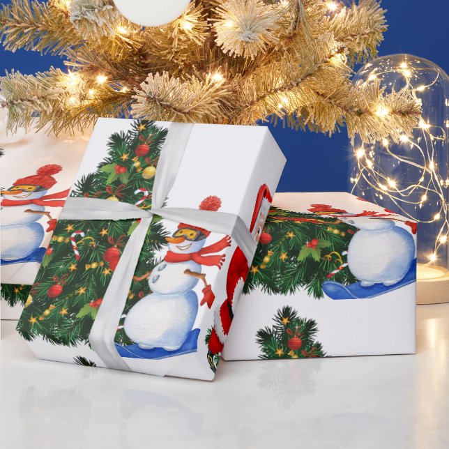 Den vackra jultomten och Snögubbe mönster Presentpapper (Helgdagar)