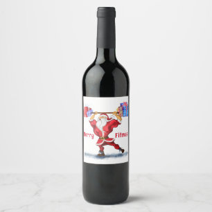 Den vackra jultomten Vin med gift Vinflaska Etikett