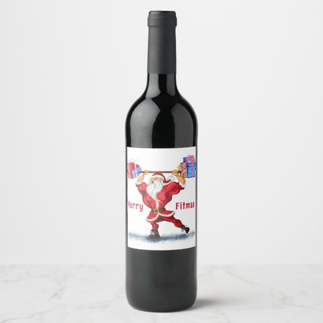 Den vackra jultomten Vin med gift Vinflaska Etikett (Framsida)