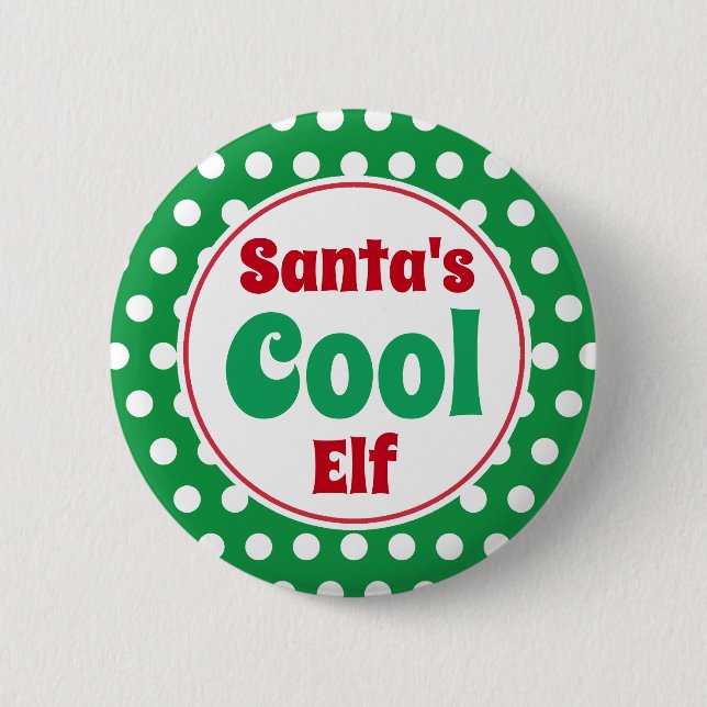 Den vackra jultomtens Coola Elf-julklapp Pin Knapp (Framsida)