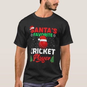 Den vackra jultomtens favoritkricketspelare Jul T Shirt