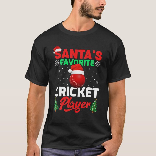 Den vackra jultomtens favoritkricketspelare Jul T Shirt (Framsida)