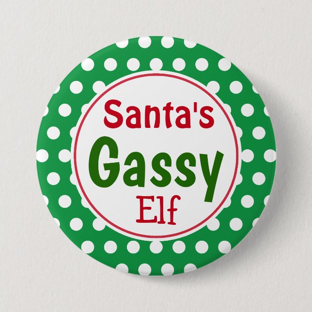 Den vackra jultomtens Gassy Elf-julklapp Pin Knapp (Framsida)