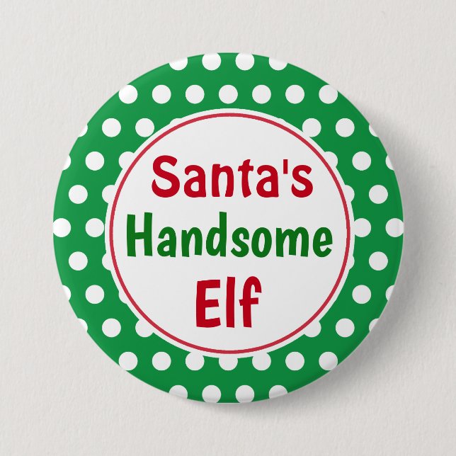 Den vackra jultomtens handsome Elf-julklapp-stift Knapp (Framsida)