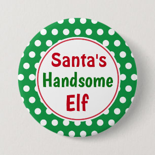 Den vackra jultomtens handsome Elf-julklapp-stift Knapp