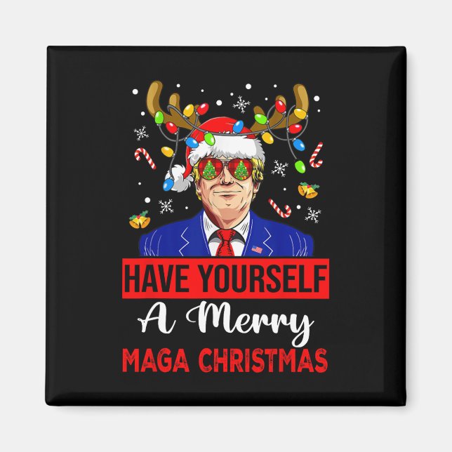 Den vackra jultomtrumpen har dig själv en God jul Magnet (Framsidan)