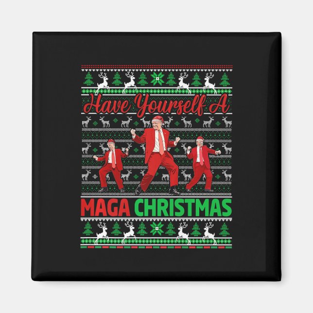 Den vackra jultomtrumpen har dig själv en God jul Magnet (Framsidan)